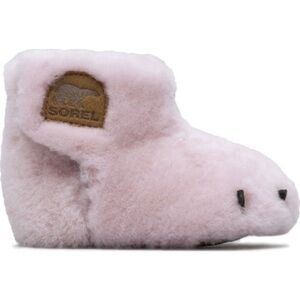 Sorel toddler pink shearling bear paw slippers. 🩷